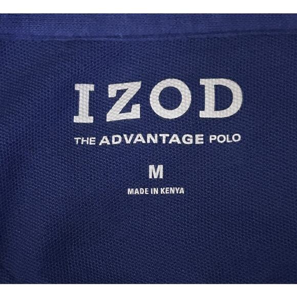 IZOD Advantage Navy Blue Striped Short Sleeve Polo Shirt Men's Medium - Picture 3 of 4